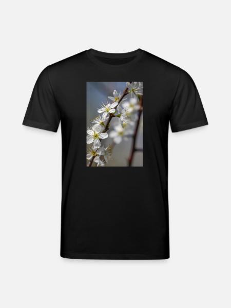 Delicate white cherry blossoms in spring - Stanley/Stella CREATOR Unisex Organic T-Shirt - black