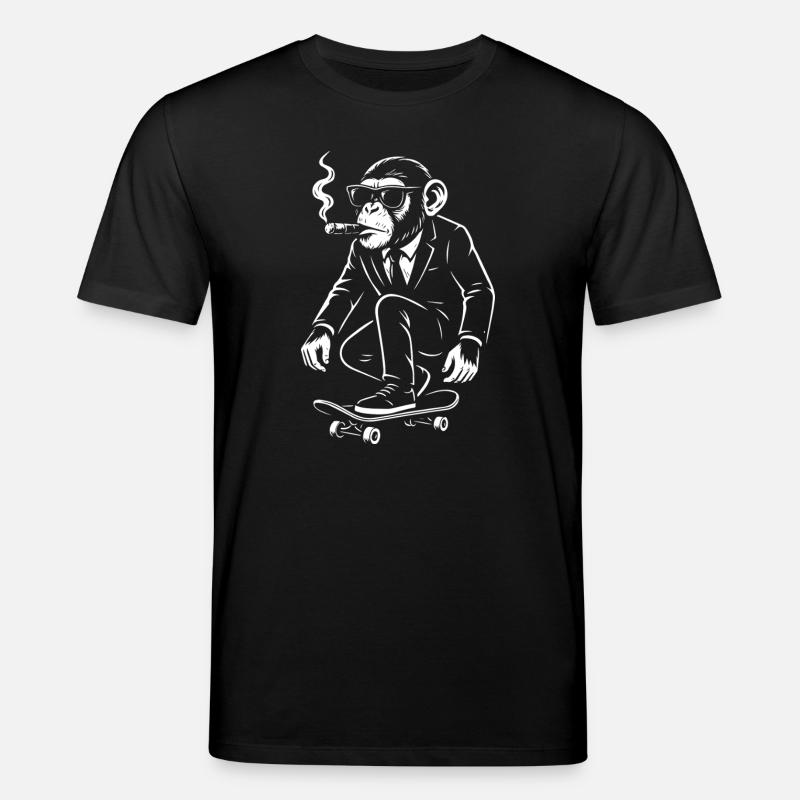 Dapper Monkey sur Skateboard - T-shirt bio CREATOR Stanley/Stella Unisexe - noir