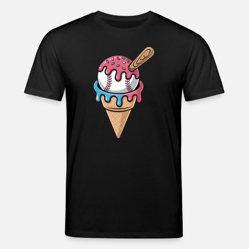Baseball Eiscreme Waffel Mit Schlaeger Streuseln - Stanley/Stella Unisex Bio-T-Shirt CREATOR  - Schwarz