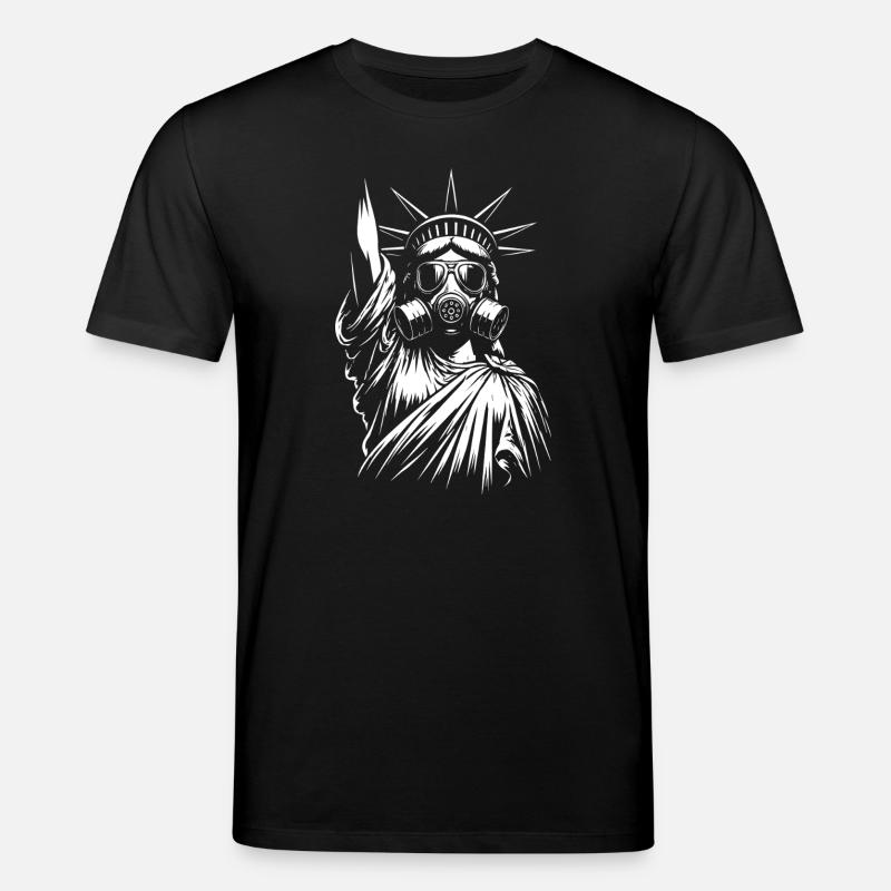 Freiheitsstatue mit Gasmasken-Design - Stanley/Stella Unisex Bio-T-Shirt CREATOR  - Schwarz