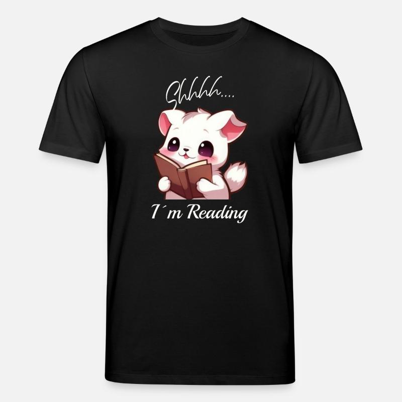 Katze mit Buch - Stanley/Stella Unisex Bio-T-Shirt CREATOR - Schwarz
