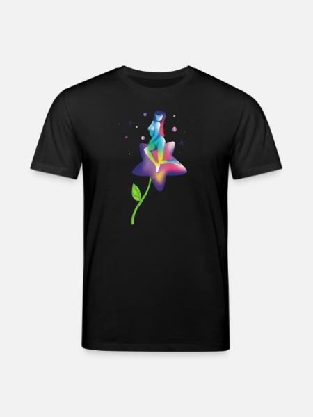 Regenbogenstern-Blüte - Stanley/Stella Unisex Bio-T-Shirt CREATOR - Schwarz