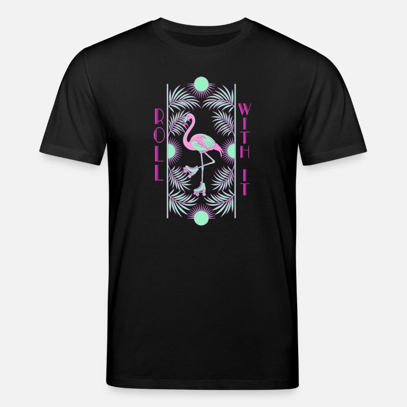 Roll With It Flamingo - Stanley/Stella Unisex Bio-T-Shirt CREATOR  - Schwarz
