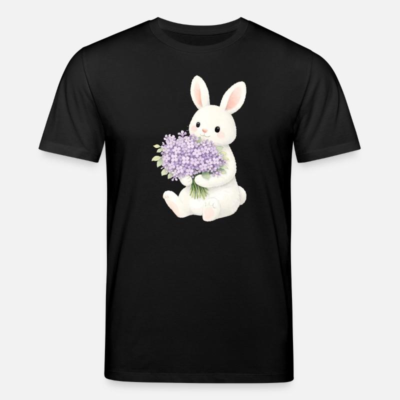 Lapin avec illustration lilas - T-shirt bio CREATOR Stanley/Stella Unisexe - noir