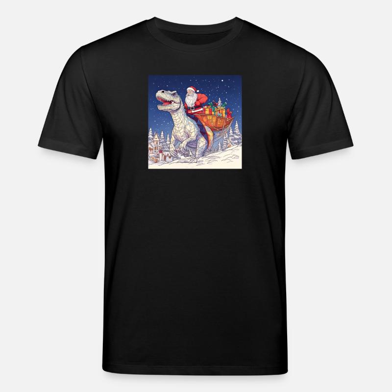 Le Père Noël chevauche le T-Rex - T-shirt bio CREATOR Stanley/Stella Unisexe - noir