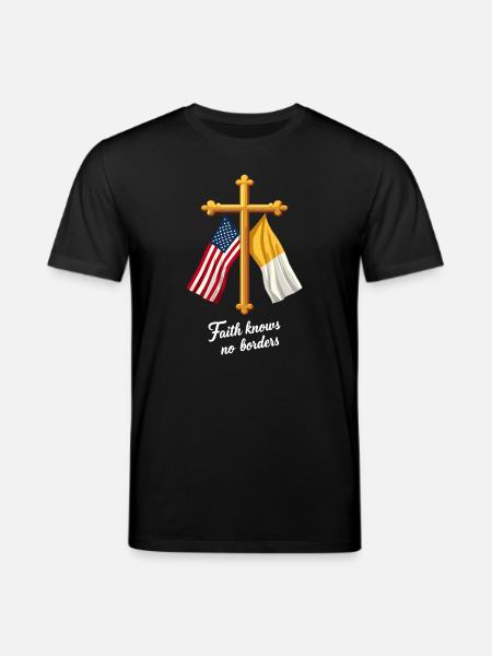 American and Vatican Flag - Stanley/Stella CREATOR Unisex Organic T-Shirt - black