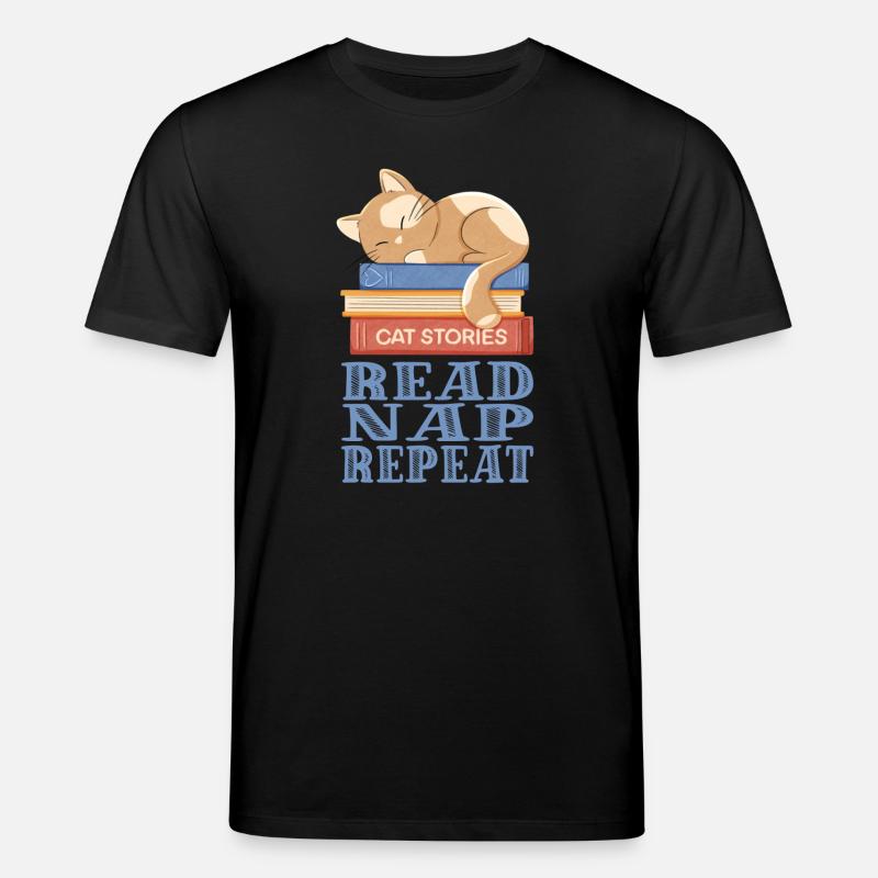 Chat endormi et livres - T-shirt bio CREATOR Stanley/Stella Unisexe - noir