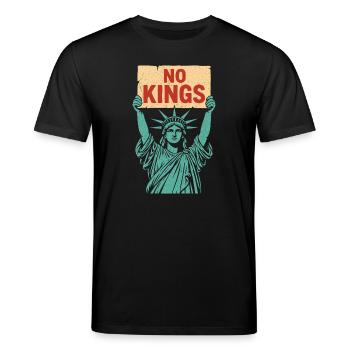 No Kings Patriotic Anti-Monarchy Liberty USA - Stanley/Stella Unisex Bio-T-Shirt CREATOR  - Schwarz - Vorne - Alina (178cm) & Michal (187cm)
