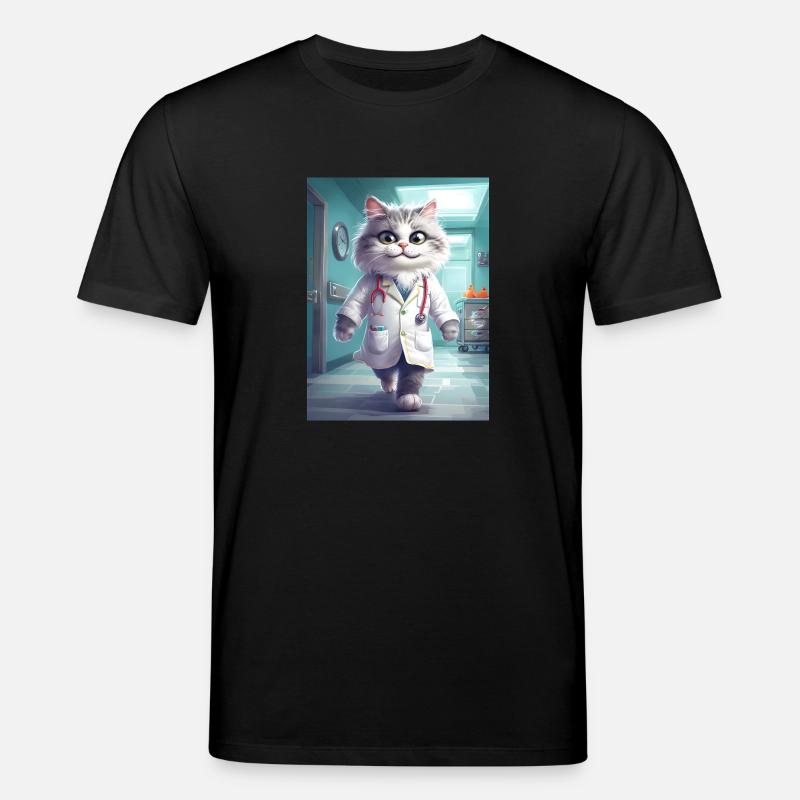 Arzt Katze Beruf Geschenk - Stanley/Stella Unisex Bio-T-Shirt CREATOR  - Schwarz
