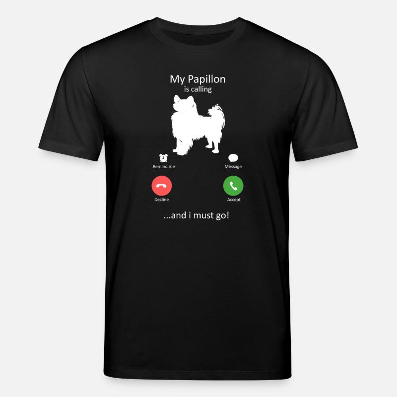 Papillon Dog Calling Smartphone Interface - Stanley/Stella CREATOR Unisex Organic T-Shirt - black