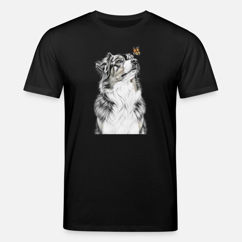 Aussie blickt Schmetterling Australian Shepherd - Stanley/Stella Unisex Bio-T-Shirt CREATOR - Schwarz