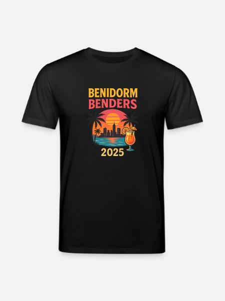 Benidorm Benders Retro Party Design - Stanley/Stella CREATOR Unisex Organic T-Shirt - black