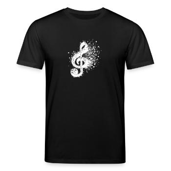 Musik Notenschlüssel Splash Noten - Stanley/Stella Unisex Bio-T-Shirt CREATOR  - Schwarz - Vorne - Alina (178cm) & Michal (187cm)