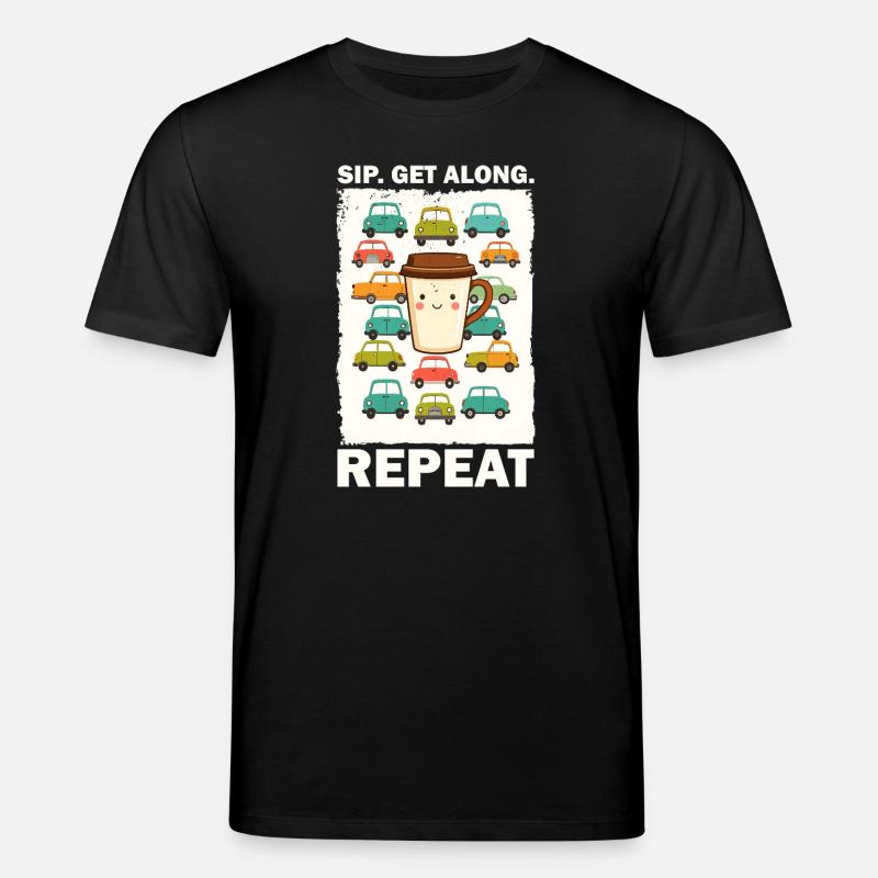 Verspielte Kaffeetasse mit Autos - Stanley/Stella Unisex Bio-T-Shirt CREATOR  - Schwarz
