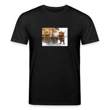 Highlanders at the Christmas market - Stanley/Stella CREATOR Unisex Organic T-Shirt - black - Front - Alina (178cm) & Michal (187cm)
