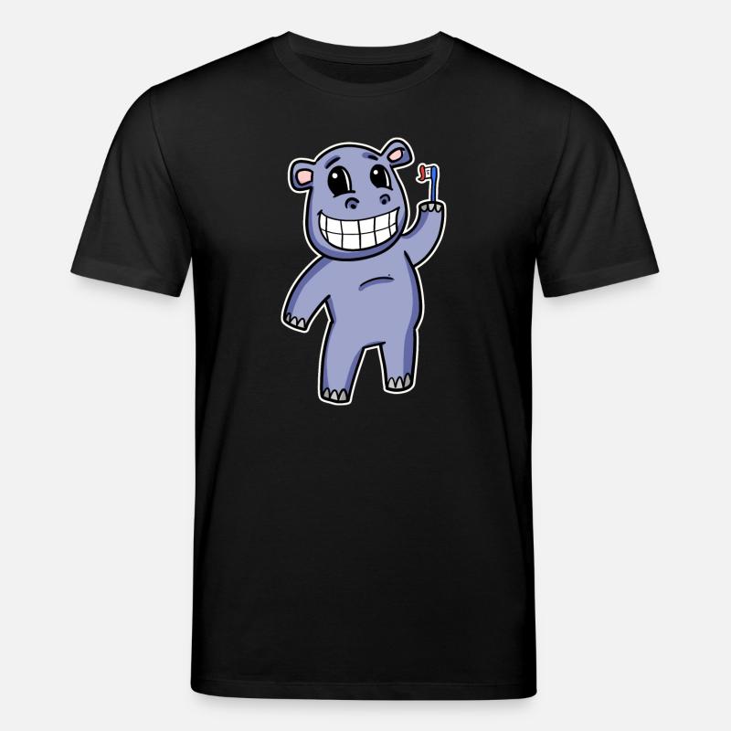 Hippopotame avec brosse à dents - T-shirt bio CREATOR Stanley/Stella Unisexe - noir