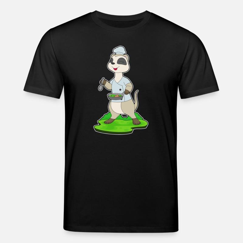 Erdmännchen Koch Pfanne Kochen - Stanley/Stella Unisex Bio-T-Shirt CREATOR  - Schwarz