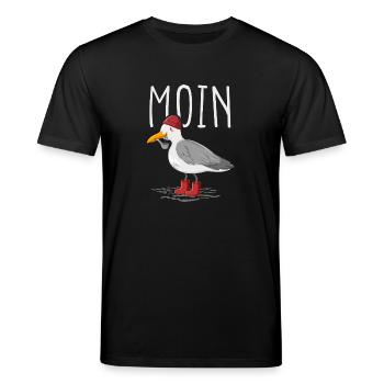 Moin Möwe Seemann - Stanley/Stella Unisex Bio-T-Shirt CREATOR  - Schwarz - Vorne - Alina (178cm) & Michal (187cm)