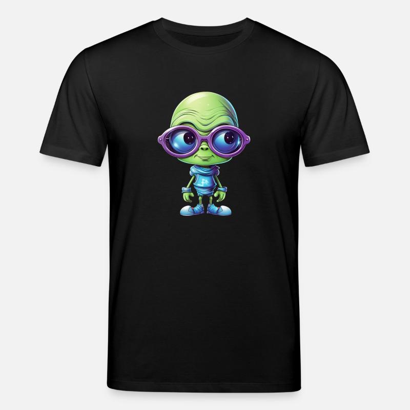 Nerdiges Alien mit Brille - Stanley/Stella Unisex Bio-T-Shirt CREATOR  - Schwarz