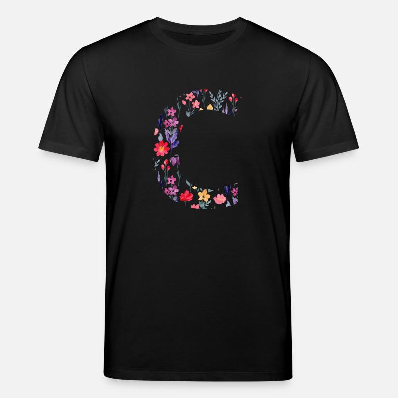 Personalisierter Blumenbuchstabe c - Geschenkidee - Stanley/Stella Unisex Bio-T-Shirt CREATOR  - Schwarz