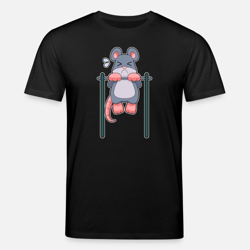 Mouse Bodybuilder Pull-Up Fitness - Stanley/Stella CREATOR Unisex Organic T-Shirt - black