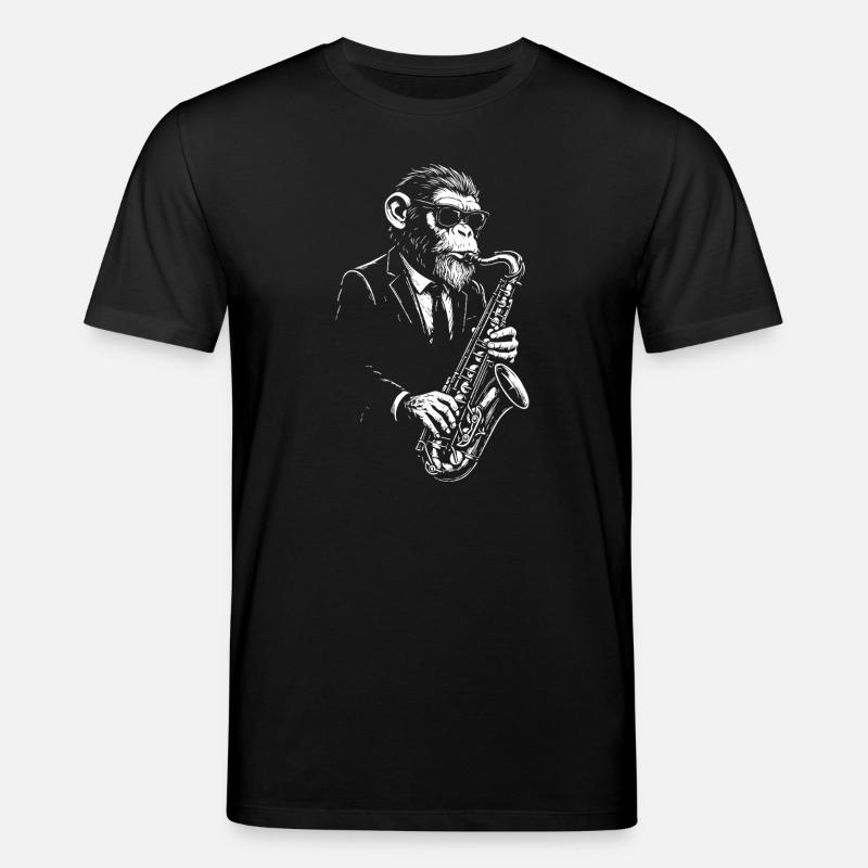 Saxophone Jazz Singe en Costume - T-shirt bio CREATOR Stanley/Stella Unisexe - noir