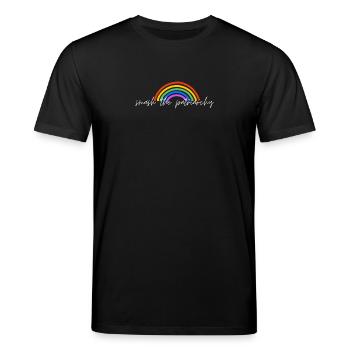 🌈 Smash the Patriarchy – Feminist Rainbow Design - Stanley/Stella Unisex Bio-T-Shirt CREATOR  - Schwarz - Vorne - Alina (178cm) & Michal (187cm)