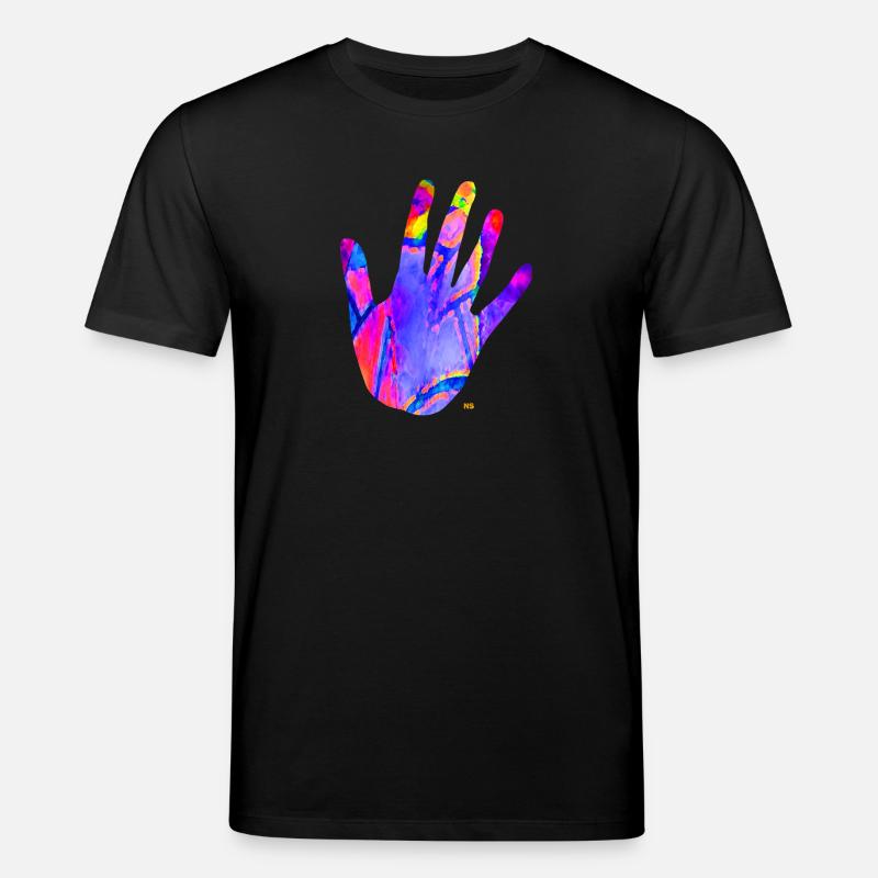 Bunte Neon Hand - Stanley/Stella Unisex Bio-T-Shirt CREATOR  - Schwarz