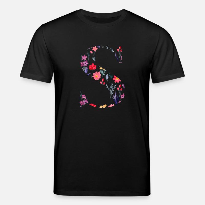 Personalisierte Blumenbuchstaben - Geschenkidee - Stanley/Stella Unisex Bio-T-Shirt CREATOR  - Schwarz