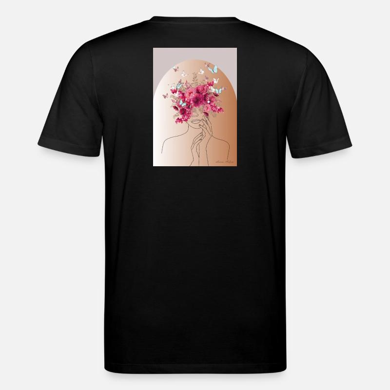 Blütenkopf mit Schmetterlingskrone - Stanley/Stella Unisex Bio-T-Shirt CREATOR  - Schwarz