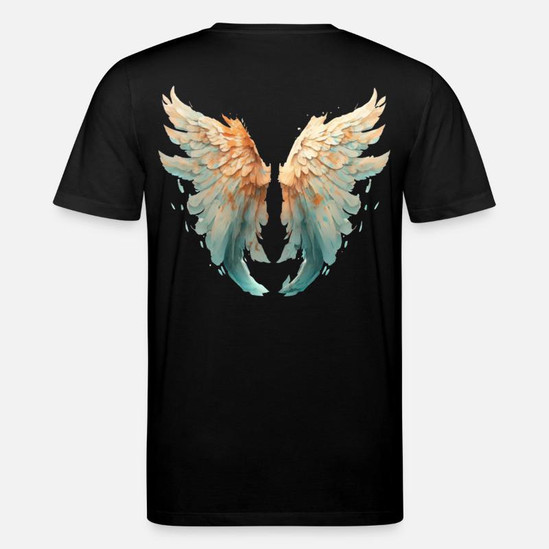 Ailes aquarelle turquoise orange - T-shirt bio CREATOR Stanley/Stella Unisexe - noir
