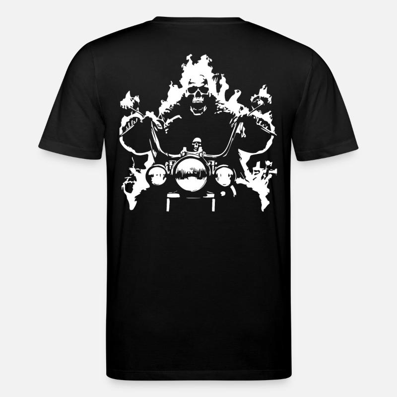 Skull Biker Flame Moto - T-shirt bio CREATOR Stanley/Stella Unisexe - noir