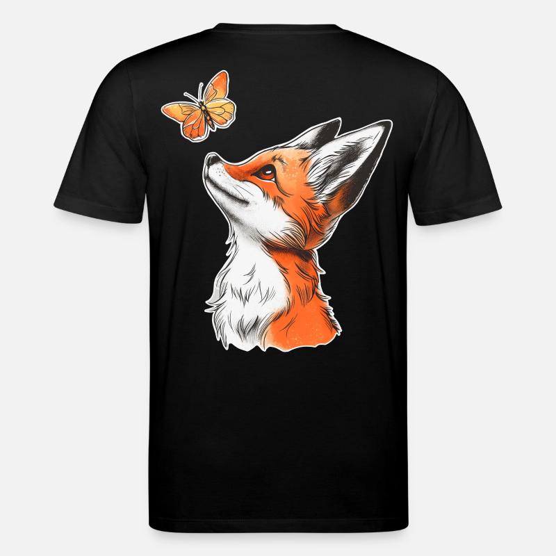 Renard avec papillon - T-shirt bio CREATOR Stanley/Stella Unisexe - noir