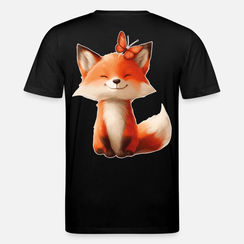 Fuchs mit Schmetterling - Stanley/Stella Unisex Bio-T-Shirt CREATOR  - Schwarz