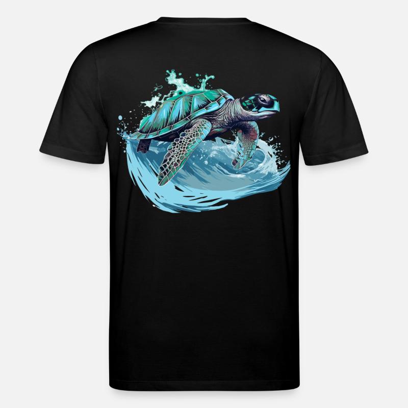 Neon Sea Turtle Wave Dance - Stanley/Stella CREATOR Unisex Organic T-Shirt - black