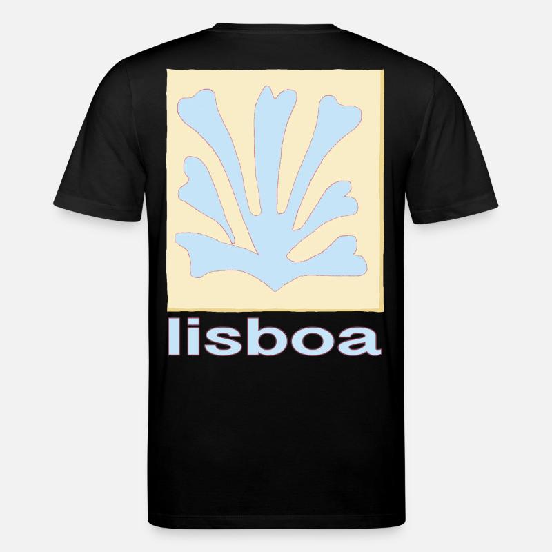 Lisboa Palmenblatt Blau Retro - Stanley/Stella Unisex Bio-T-Shirt CREATOR  - Schwarz