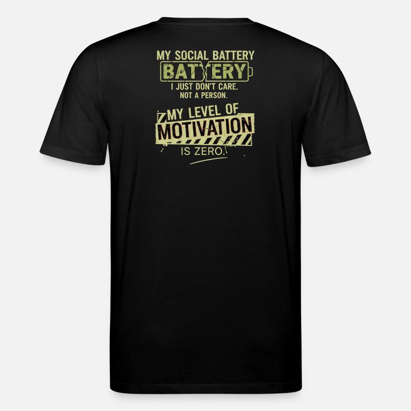 Batterie Sociale Motivation Zéro - T-shirt bio CREATOR Stanley/Stella Unisexe - noir