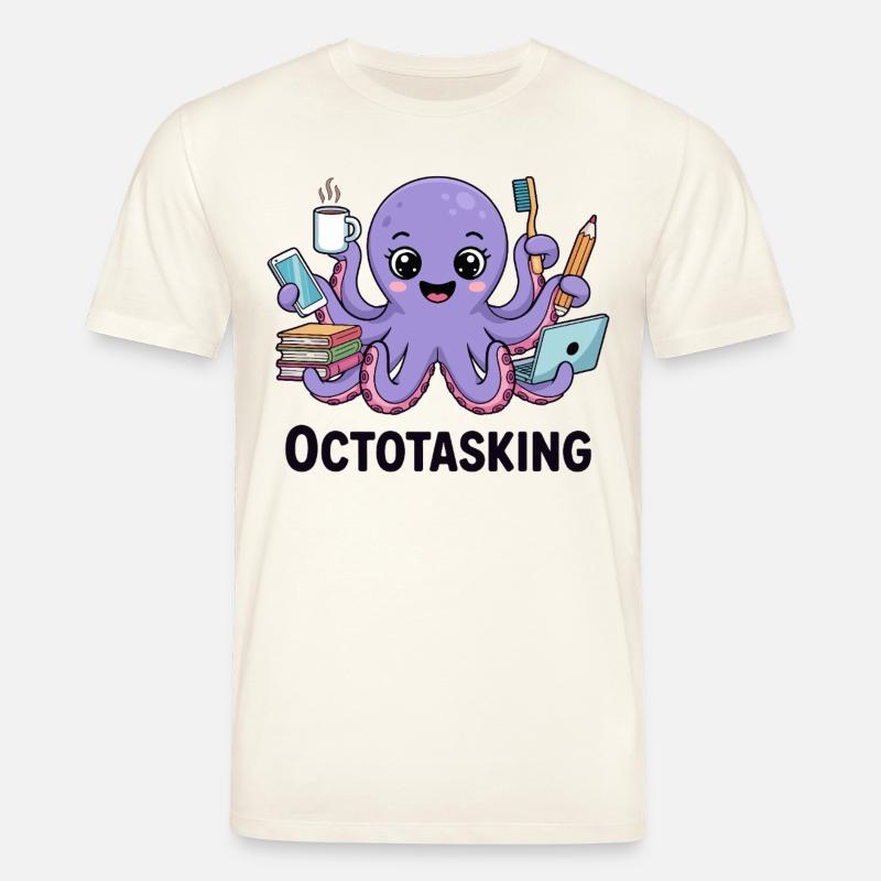 Octotasking octopus en mode multitâche - T-shirt bio CREATOR Stanley/Stella Unisexe - blanc nature