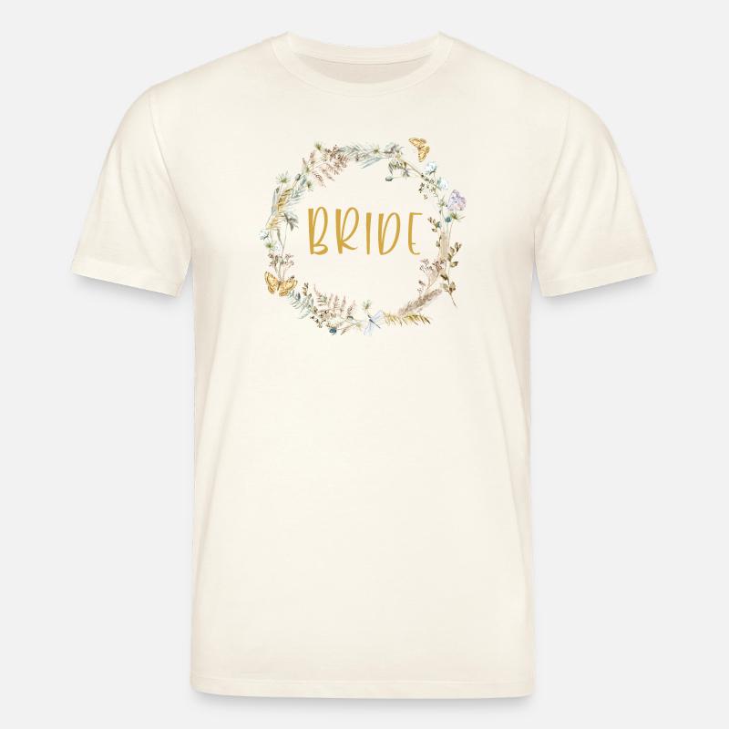 Team Bride! Boho Kranz, personalisierbar - Stanley/Stella Unisex Bio-T-Shirt CREATOR - Naturweiß