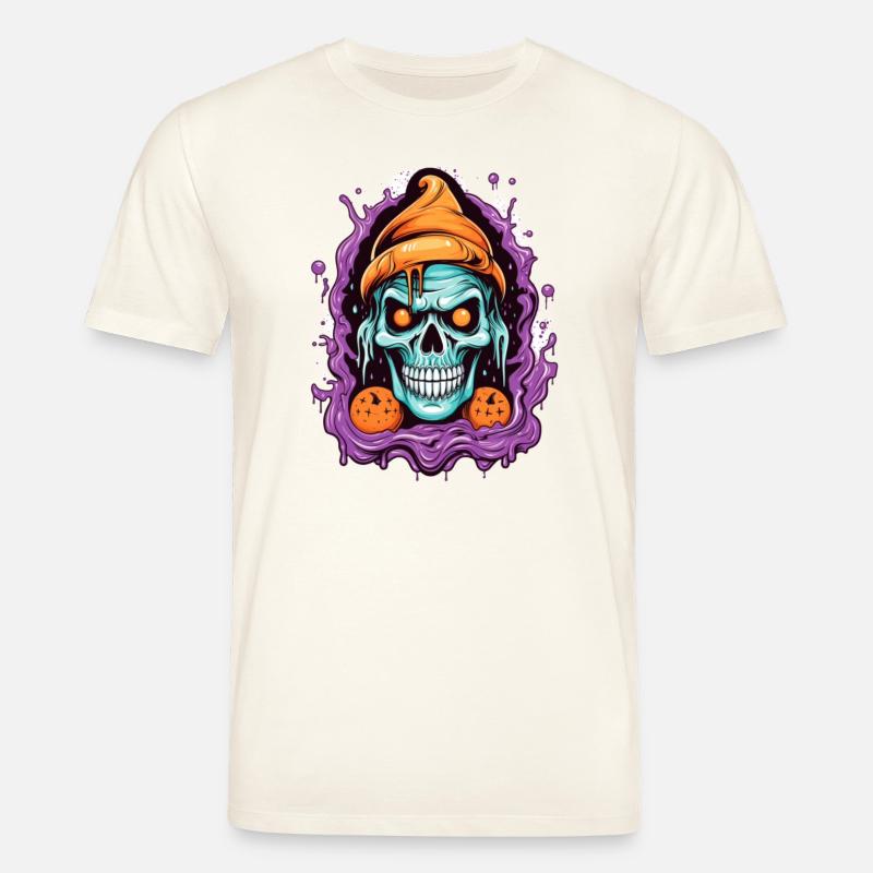 Graffiti Skull with Halloween Elements - Stanley/Stella CREATOR Unisex Organic T-Shirt - natural white