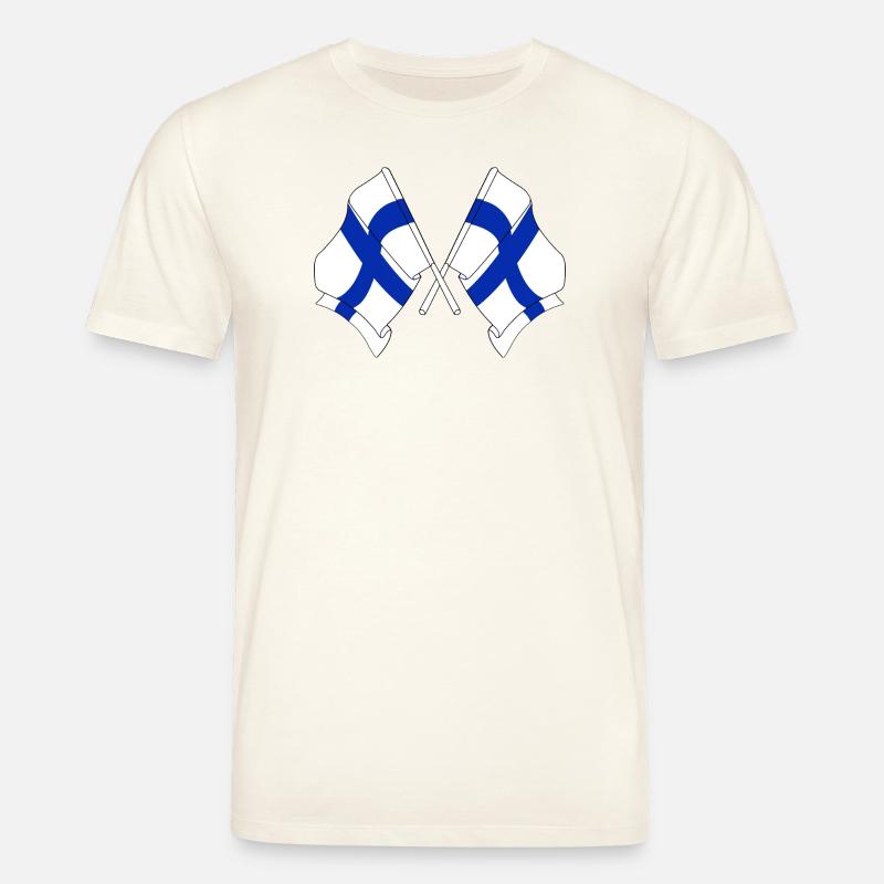Deux drapeaux de la Finlande croisés - T-shirt bio CREATOR Stanley/Stella Unisexe - blanc nature