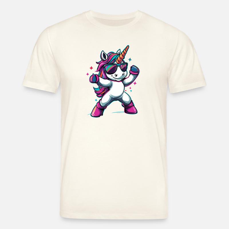 Cooles dabbendes Einhorn mit Sonnenbrille - Stanley/Stella Unisex Bio-T-Shirt CREATOR  - Naturweiß 