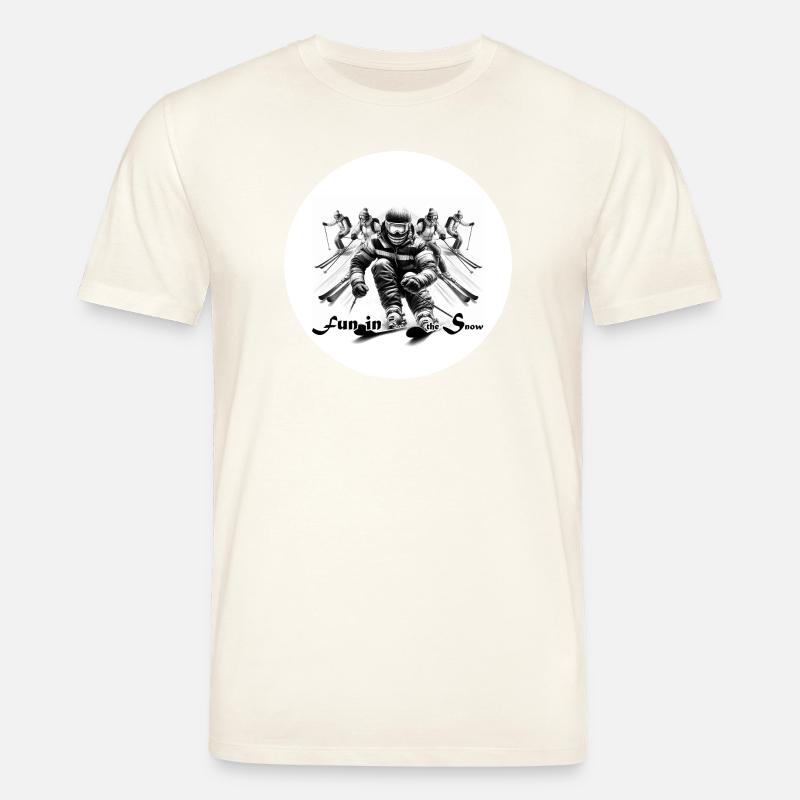 Fun im Schnee: Dynamische Skifahrer-Szene - Stanley/Stella Unisex Bio-T-Shirt CREATOR  - Naturweiß 