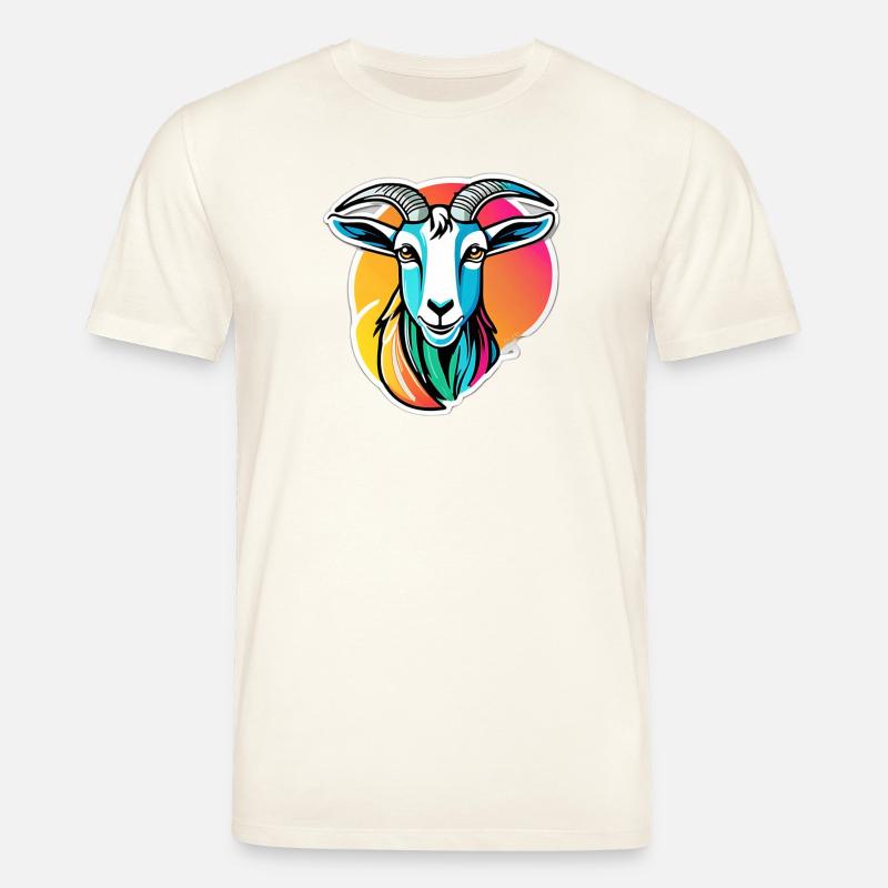 Bunte Regenbogenziege - Stanley/Stella Unisex Bio-T-Shirt CREATOR  - Naturweiß 