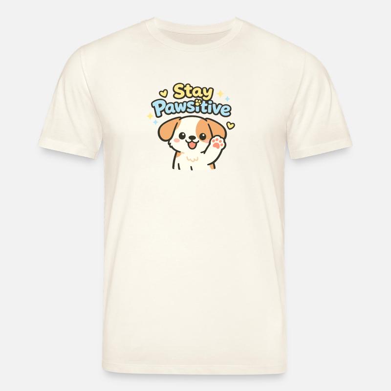 Reste Pawsitive – Caricature de chien mignon - T-shirt bio CREATOR Stanley/Stella Unisexe - blanc nature
