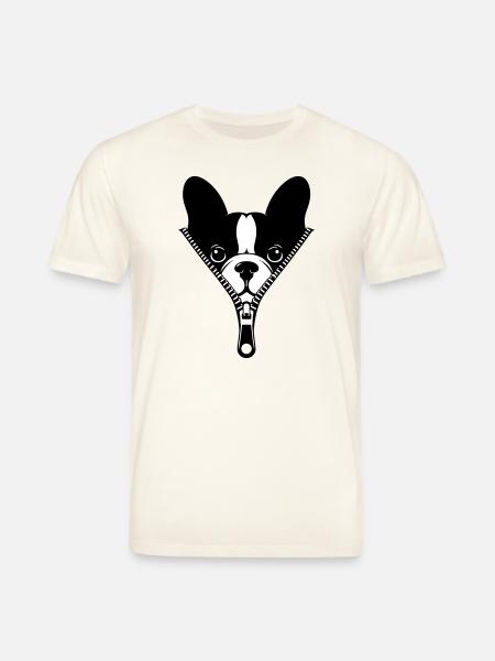 French Bulldog in a Zipper - Stanley/Stella CREATOR Unisex Organic T-Shirt - natural white