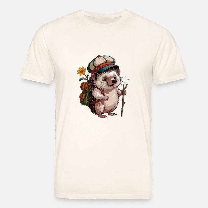 Igel mit Rucksack auf Wanderschaft - Stanley/Stella Unisex Bio-T-Shirt CREATOR  - Naturweiß 