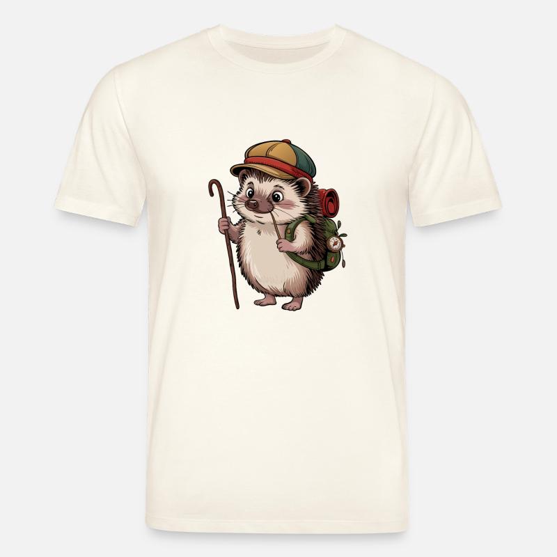 Igel mit Rucksack auf Wanderschaft - Stanley/Stella Unisex Bio-T-Shirt CREATOR - Naturweiß