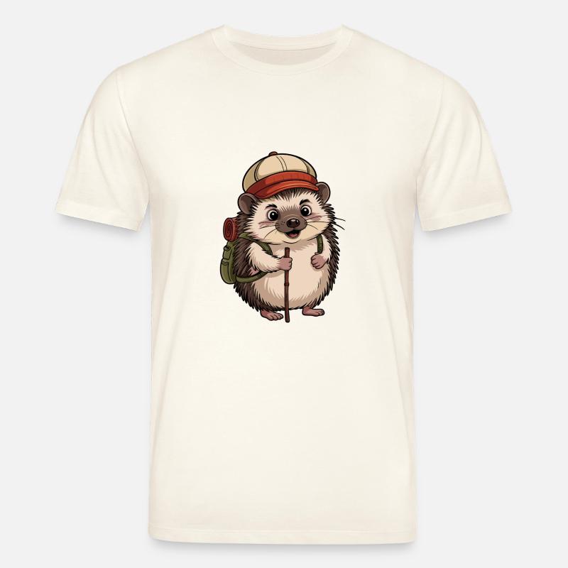 Igel mit Rucksack auf Wanderschaft - Stanley/Stella Unisex Bio-T-Shirt CREATOR - Naturweiß
