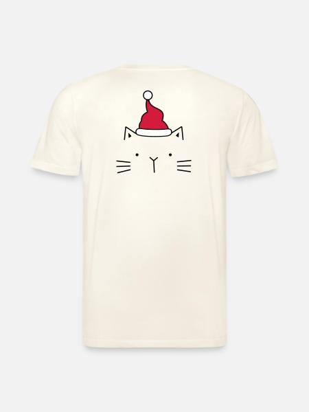 Cat Santa Claus Christmas hat Christmas - Stanley/Stella CREATOR Unisex Organic T-Shirt - natural white